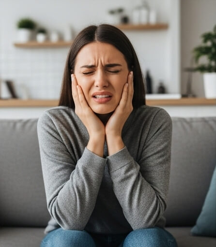 Women image in tooth pain - Emergency dentist Abbots Langley
